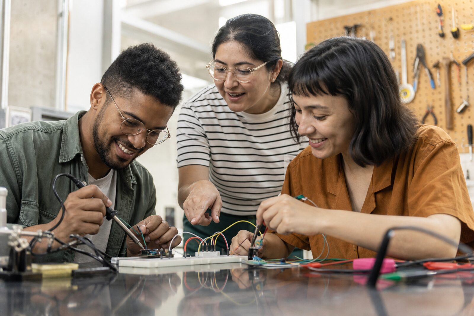 Formation électronique : câblage et soudure en équipe